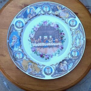 Vintage Last Supper Collector Plate Large Multicolor Religious Platter Cameron